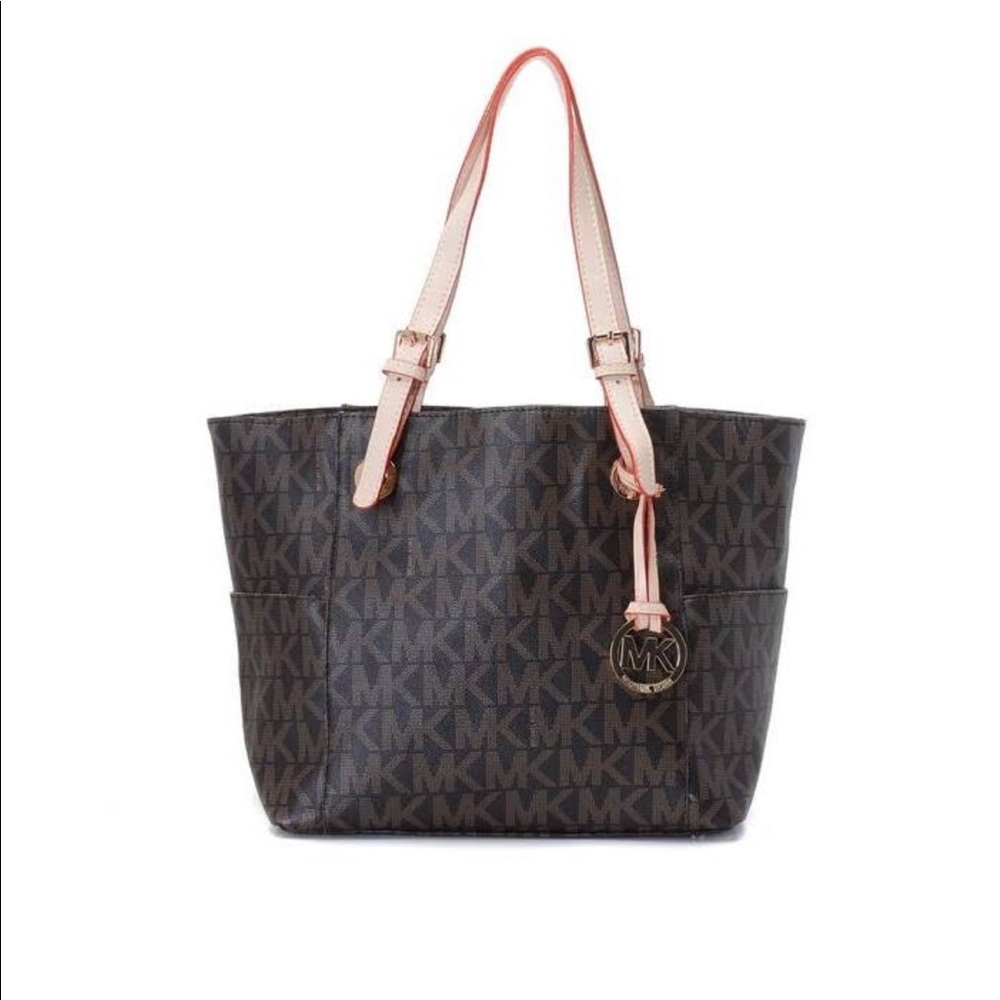 Michael Kors Logo Signature Print BROWN Tote